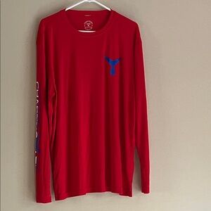 Chasing Tail Red Long Sleeve Shirt with Blue Logo XL